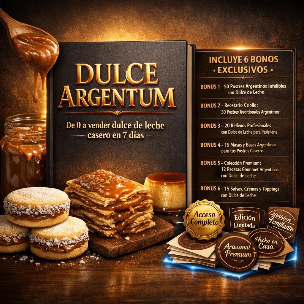 DULCE DE LECHE CASERO ARGENTINO (PLANTILLA + 100 RECETAS + 6 BONUS DE REGALO)